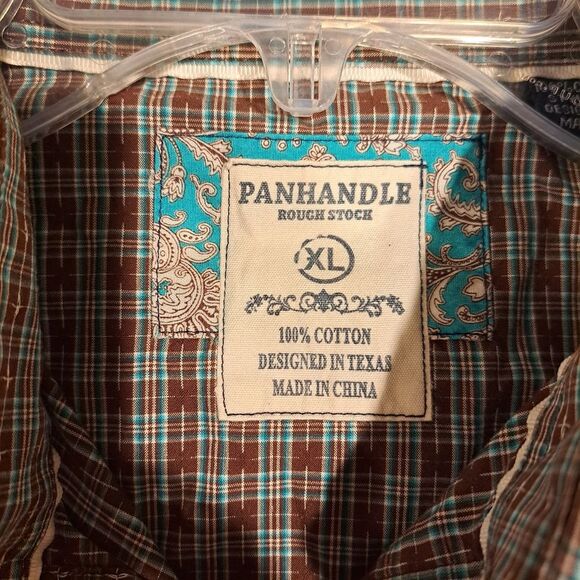 Panhandle Rough Stock long-sleeved Cowboy Western button-up shirt pearl snaps XL - Picture 6 of 9